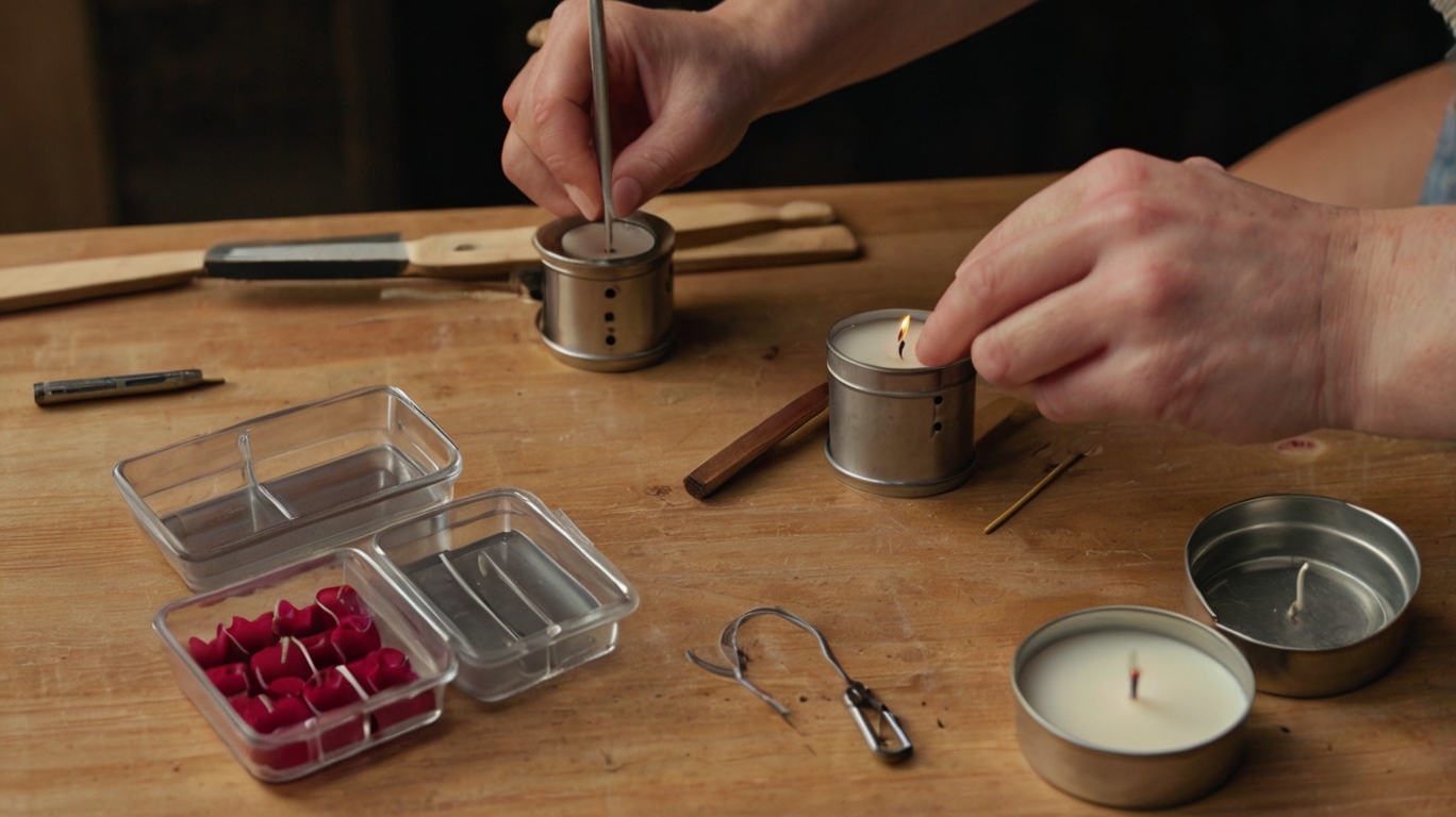 Как закрепить фитиль в свече